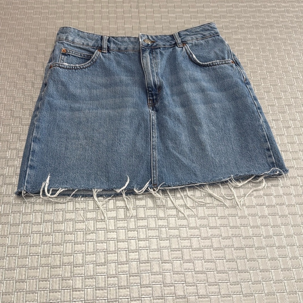 Topshop Blue Denim Mini Skirt | Size 10